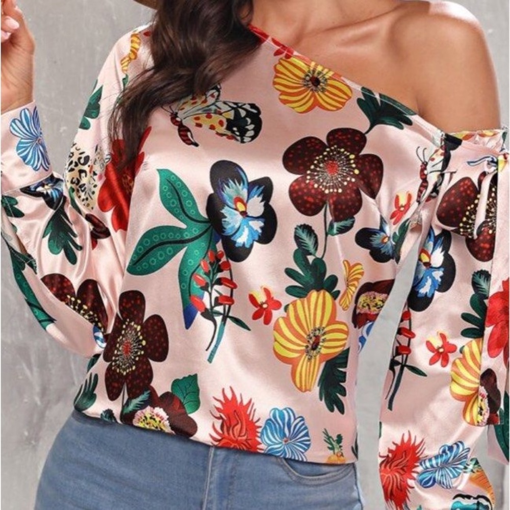 Floral Satin Women's Top
